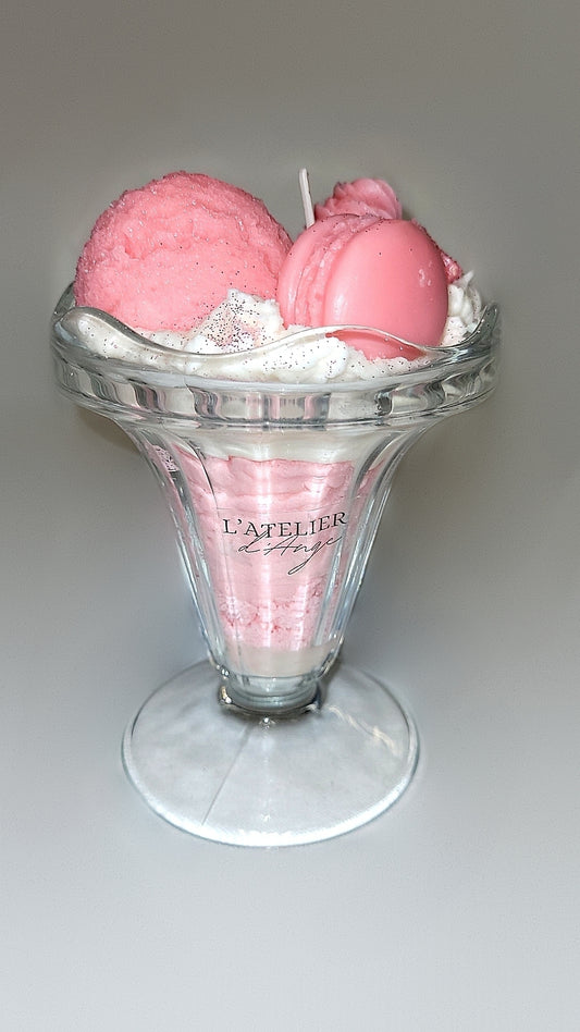 Coupe glace macaron fraise